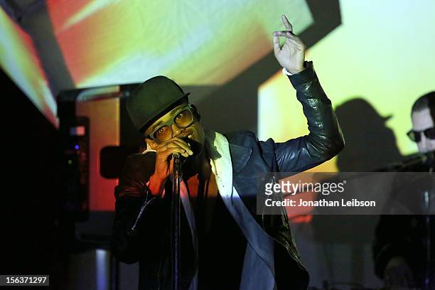 Fritz Helder of AZARI & III performs at the Private Press Listening/Album Release Party For AZARI & III at Dim Mak Studios on November 13, 2012 in...