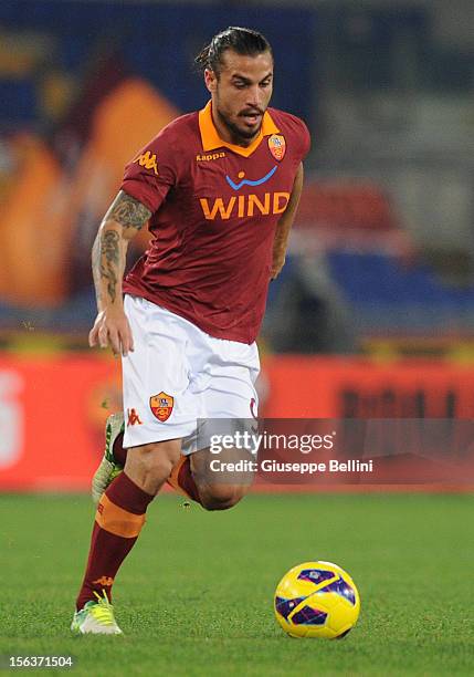 Pablo Osvaldo of Roma in action during the Serie A match between AS Roma and US Citta di Palermo at Stadio Olimpico on November 4, 2012 in Rome,...