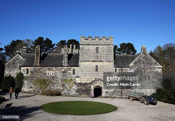 General view of the National Trust's Cotehele Tudor house, on November 14, 2012 in Cornwall, England. At 60ft the Cotehele garland - a tradition that...