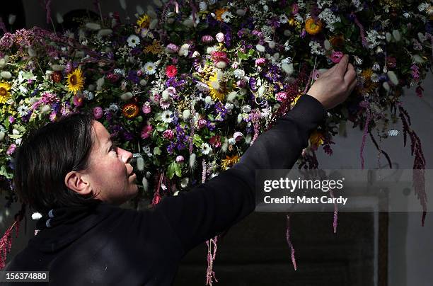 Aimee Kingdom Cotehele's senior gardener helps create the Cotehele Christmas garland at the National Trust's Cotehele Tudor house, on November 14,...