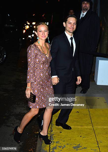 Tobey Maguire and Jennifer Meyer attend The Ninth Annual CFDA/Vogue Fashion Fund Awards at 548 West 22nd Street on November 13, 2012 in New York City.