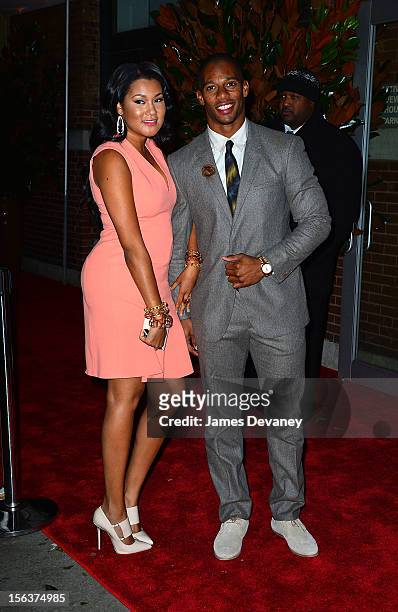 Victor Cruz and Elaina Watley attend The Ninth Annual CFDA/Vogue Fashion Fund Awards at 548 West 22nd Street on November 13, 2012 in New York City.