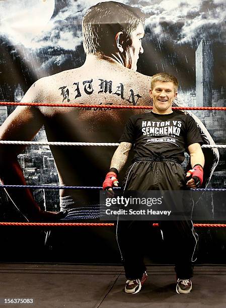 Ricky Hatton during a media workouot session ahead of his fight with Vyacheslav Senchenko on November 14, 2012 in Manchester, England.