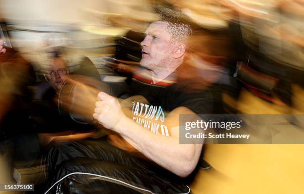 Ricky Hatton during a media workouot session ahead of his fight with Vyacheslav Senchenko on November 14, 2012 in Manchester, England.