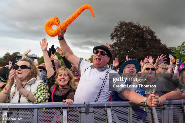 Festival goers enjoy the music during Rewind Scotland Festival 2023 at Scone Palace on July 22, 2023 in Perth, Scotland.
