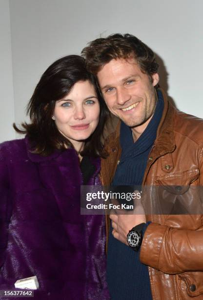 Delphine Chaneac and Alexis Michalik attend the 'Lab Press' Opening Party at Lab Press Show Room Passage Bourg L'Abbe on November 13, 2012 in Paris,...