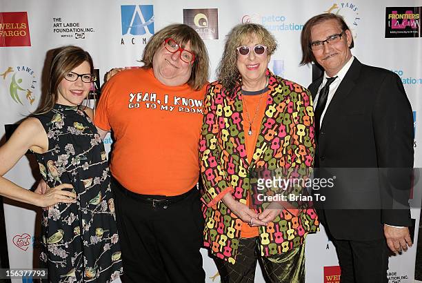 Singer-songwriter Lisa Loeb, writer Bruce Vilanch, songwriter Alle Willis, and John Paragon attend PAWS/LA presents An Evening of Comedy and Kitsch...