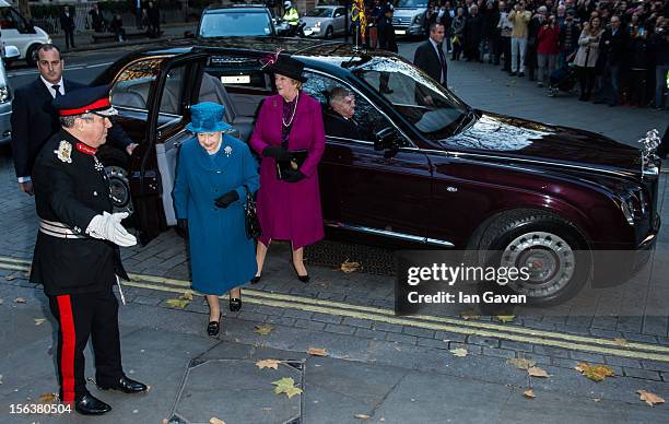 Queen Elizabeth II arrives at the Royal Commonwealth Society on November 14, 2012 in London, England.