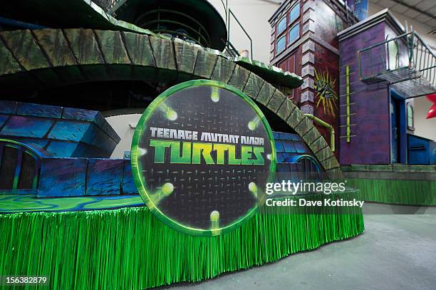 Macy's unveiles the brand new Teenage Mutant Ninja Turtle float based on Nickelodeon's new hit series at Macy's Parade Studio on November 13, 2012 in...