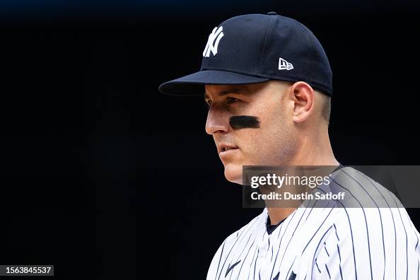 Anthony Rizzo of the New York Yankees looks on during the ninth... News ...