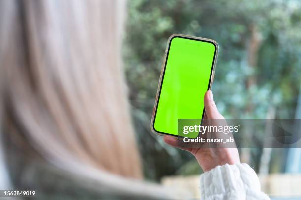 a template with a phone, a green screen. - green screen stock pictures, royalty-free photos & images