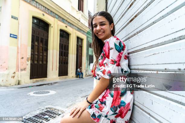 portrait of young woman outdoors - cuba culture stock pictures, royalty-free photos & images