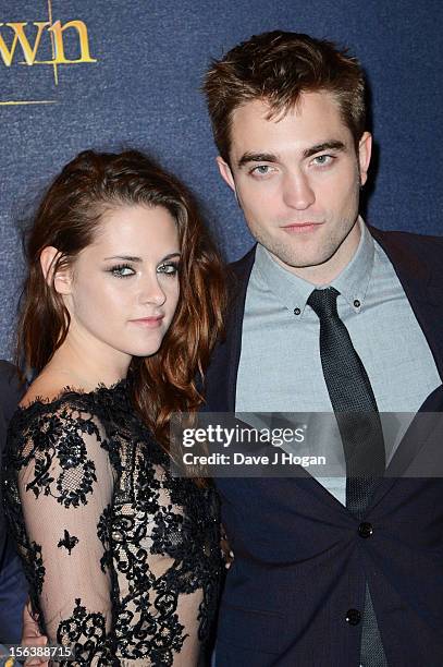 Kristen Stewart and Robert Pattinson attend the UK Premiere of 'The Twilight Saga: Breaking Dawn - Part 2' at Odeon Leicester Square on November 14,...