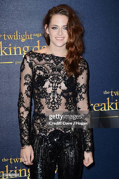 Kristen Stewart attends the UK Premiere of 'The Twilight Saga: Breaking Dawn - Part 2' at Odeon Leicester Square on November 14, 2012 in London,...