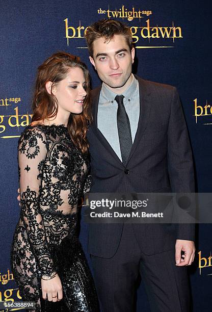 Kristen Stewart and Robert Pattinson attends the UK Premiere of 'The Twilight Saga: Breaking Dawn Part 2' at Odeon Leicester Square on November 14,...