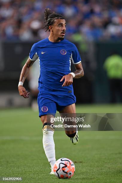 Malo gusto of Chelsea controls the ball during the second half of the pre season friendly match against the Brighton & Hove Albion at Lincoln...