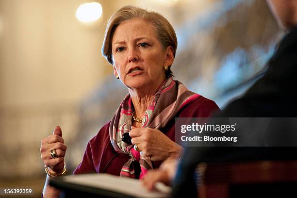 Ellen Kullman, chairman and chief executive officer of DuPont Co., speaks during a luncheon sponsored by the Executives Club of Chicago in Chicago,...