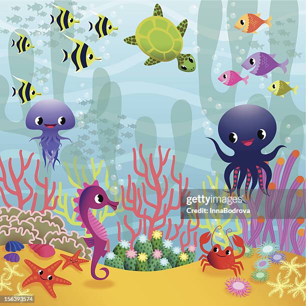 underwater life. - medusa stock illustrations