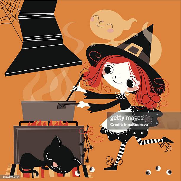 illustrations, cliparts, dessins animés et icônes de sorcière repas de cuisine. - chauffe plat ustensile