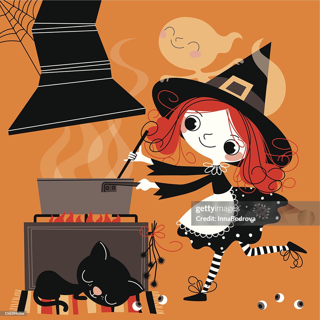Witch cooking meal.