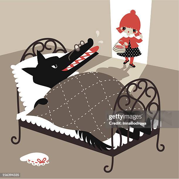 little red riding hood and the wolf - grandmother stock illustrations