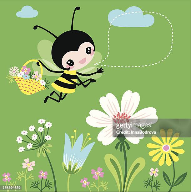 ilustrações, clipart, desenhos animados e ícones de flores silvestres e abelha - campanula liliaceae