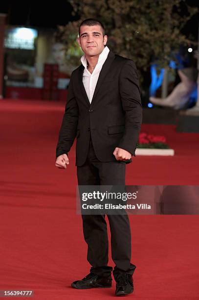 Actor Enrico Toscano attends the 'Acqua Fuori Dal Ring / La Prima Legge Di Newton' Premiere during the 7th Rome Film Festival at the Auditorium Parco...