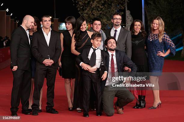 Actors Sami Ibraim, Maria Benkhalouk, Enrico Toscano, Elisa Pennisi, Narimen Cardia, director Joel Stangle and actor Marco Pagliaro attend the 'Acqua...