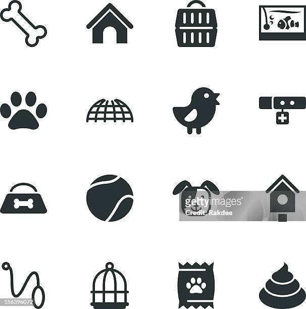 pet silhouette icons - baby chicken stock illustrations