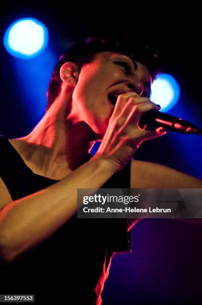 Channy Leaneagh of American band Polica performs live during a concert at Postbahnhof on November 14 2012 in Berlin, Germany.