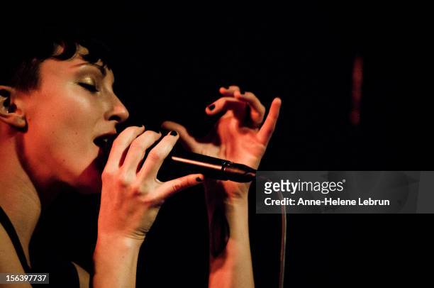Channy Leaneagh of American band Polica performs live during a concert at Postbahnhof on November 14 2012 in Berlin, Germany.