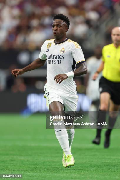 Vinicius Junior of Real Madrid during the pre-season friendly match between FC Barcelona and Real Madrid at AT&T Stadium on July 29, 2023 in...