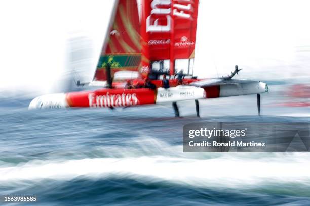 Ben Ainslie, driver of Great Britain SailGP team sails during SailGP Los Angeles on July 22, 2023 in Los Angeles, California.