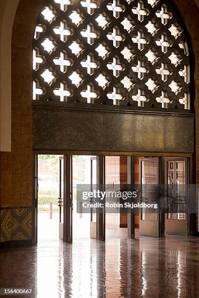 train station entrance - union station los angeles stock pictures, royalty-free photos & images