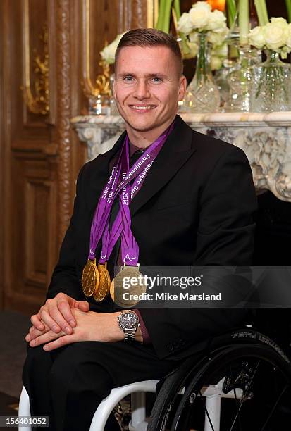 David Weir attends an Olympic and Paralympic review dinner hosted by Omega at Claridge's Hotel on November 14, 2012 in London, England.