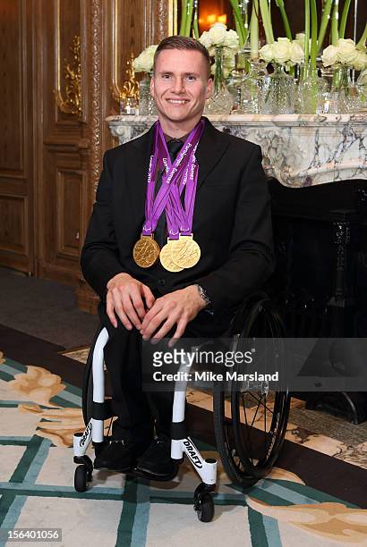 David Weir attends an Olympic and Paralympic review dinner hosted by Omega at Claridge's Hotel on November 14, 2012 in London, England.