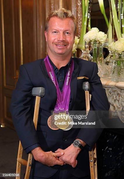 Lee Pearson attends an Olympic and Paralympic review dinner hosted by Omega at Claridge's Hotel on November 14, 2012 in London, England.