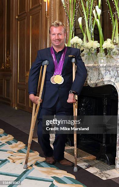 Lee Pearson attends an Olympic and Paralympic review dinner hosted by Omega at Claridge's Hotel on November 14, 2012 in London, England.