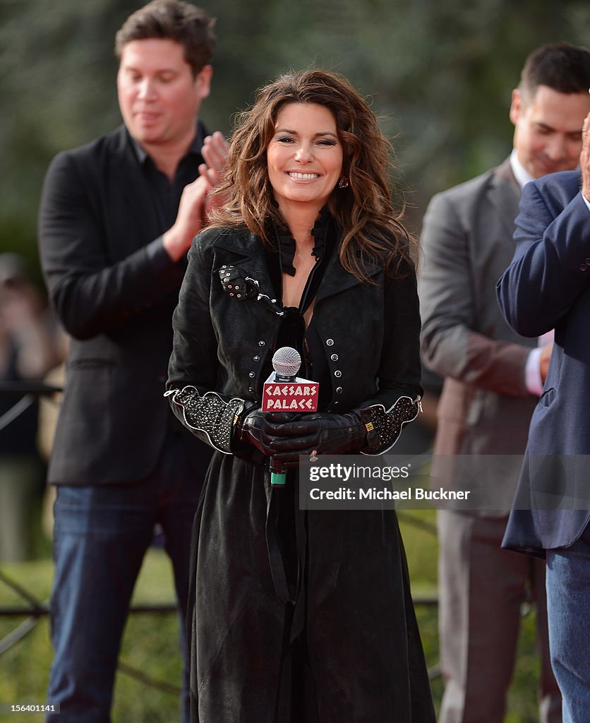 Las Vegas Strip Closes As Horse Stampede Welcomes Shania Twain's Arrival To The Colosseum At Caesars Palace