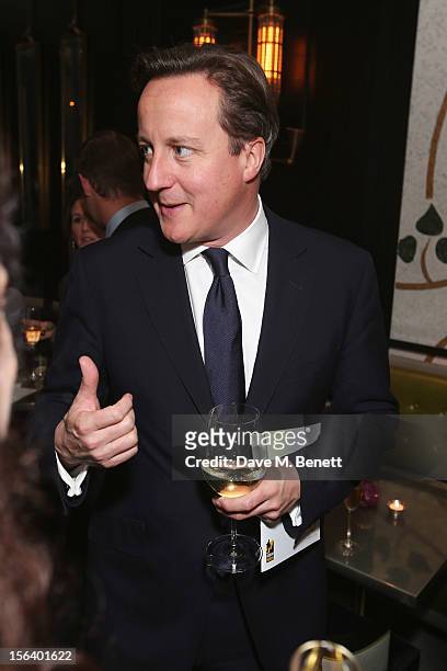 David Cameron shows armed forces support at the 'Give Us Time' fundraiser held at Corinthia Hotel London on November 14, 2012 in London, England.