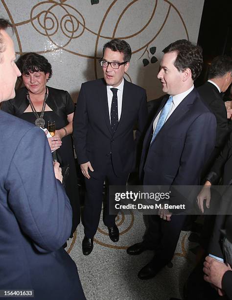 David Cameron, Denise Harris, Matthew Dixon, George Osborne and Simon Naudi show armed forces support at the 'Give Us Time' fundraiser held at...