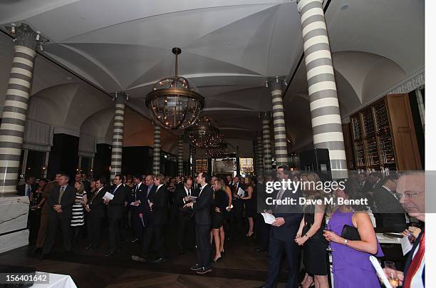 General view as guests show armed forces support at the 'Give Us Time' fundraiser held at Corinthia Hotel London on November 14, 2012 in London,...