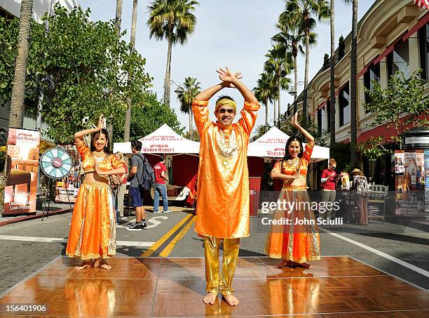 World Market's Life of Pi Bollywood Dancers perform at the Cost Plus World Market's Life of Pi Sweepstakes launch event at the Grove on November 14,...