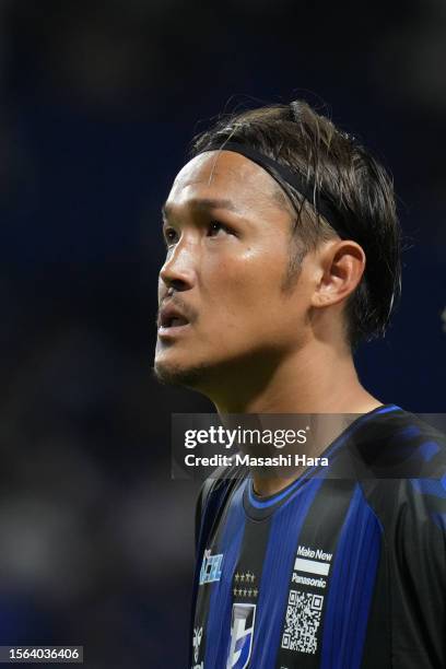 Takashi Usami of Gamba Osaka looks on during the preseason friendly between Celtic and Gamba Osaka at Panasonic Stadium Suita on July 22, 2023 in...