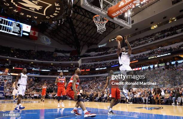 Jae Crowder of the Dallas Mavericks takes a shot against the Washington Wizards at American Airlines Center on November 14, 2012 in Dallas, Texas....