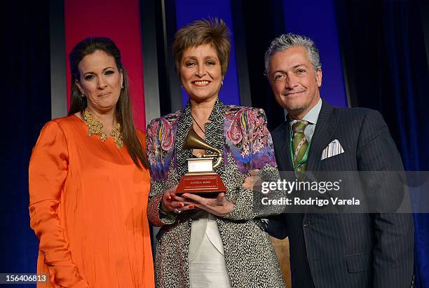 Singer Daniela Romo is presented with her Lifetime Achievement Award at the 2012 Latin Recording Academy Special Awards during the 13th annual Latin...