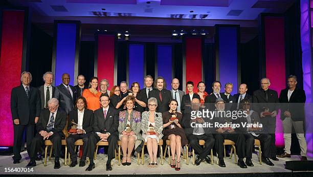 Award winners and trustees of the Latin GRAMMYS attend the 2012 Latin Recording Academy Special Awards during the 13th annual Latin GRAMMY Awards at...