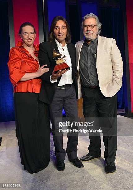 Singer Antonio Carmona accepts the Lifetime Achievement Award for Juan Carmona "Habichuela" at the 2012 Latin Recording Academy Special Awards during...