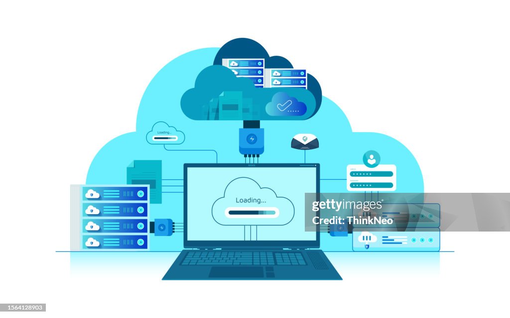 Cloud Technology Isometric Concept. distribution of information technology concept