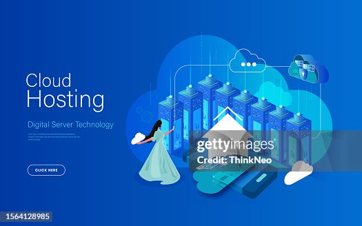 Cloud hosting personal digital information storage service internet landing page isometric vector Cloud hosting personal digital information storage service internet landing page isometric vector